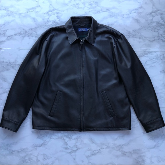 POLO RALPH LAUREN Men's Maxwell Lambskin Leather Jacket Buffalo Plaid Black XXL - Picture 2 of 15